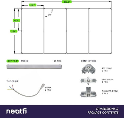 Neatfi LED Garage Ceiling Light, 31,680 Lumens, 6500K, 288W, Ultra-Bright Shop Light for Auto Shops, Car Detailing, Barber Shop, Beauty Salon, Basement, Warehouse, and Gym (4 Panels, Cool White)