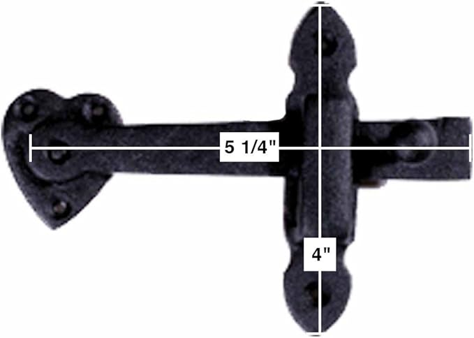 Renovators Supply Black Wrought Iron Gate Flip Latch Decorative Antique Heart Style Medium to Light Duty 4" Tall Flip Door Locks Rust Resistant Powder Coated Latches with Mounting Hardware Pack of 6