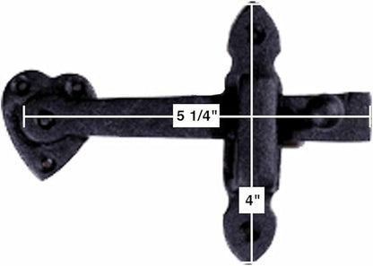Renovators Supply Black Wrought Iron Gate Flip Latch Decorative Antique Heart Style Medium to Light Duty 4" Long Flip Door Lock Rust Resistant Powder Coated Latches with Mounting Hardware Pack of 2