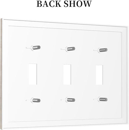 Decorative Switch Plates Vintage Rustic Wood Color Brown Wood Grain 3 Gang Wall Plate Faceplate Triple Toggle Light Switch Cover Electrical Wall Panels for Farmhouse Cabin Decor