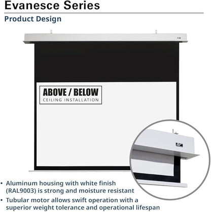 Elite Screens Evanesce 126" Diag.16:9, Recessed in-Ceiling Electric Motorized Projector Screen and Installation Kit, Matte White Fiberglass Reinforced Projection Surface, IHOME126HW3-E20