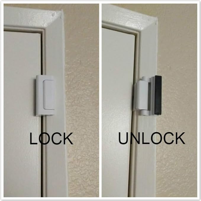 Door Reinforcement Lock with Screws, Add Extra Home Security Door Latch Safety Childproof Door Lock for Inward Swing Door Night Lock Withstand 800 Lbs (2 Pack)
