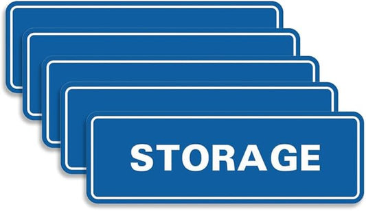 Standard STORAGE Door/Wall Sign - Blue - Large (5 Pack)