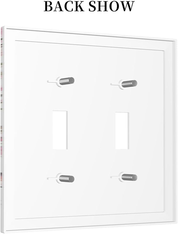 Decorative Light Switch Plate Covers Rustic Plum Blossom Pink Flowers 2 Gang Light Switch Cover Unique Double Toggle Wall Plate Outlet Covers for Bedroom Home Decor（2 Pack）