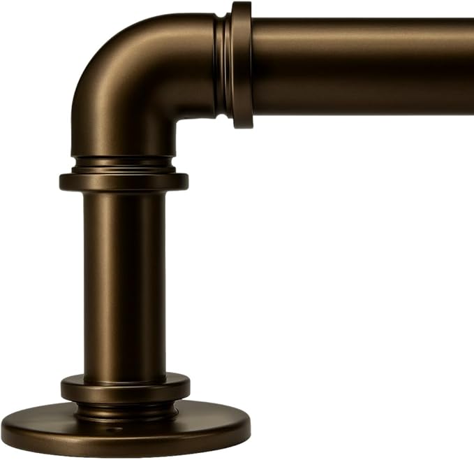 Industrial Curtain Rods 18 to 120 in,Blackout Curtain Rod,Adjustable Length,1 in Diameter Pipe,Wall or Ceiling Mounted,for Bedroom and Living Room (Coffee Gold 18” to 120”)