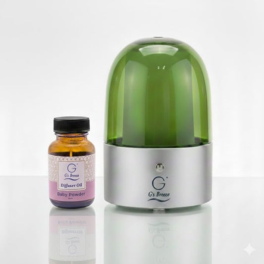 G’s Breeze Smart Diffuser with Refill – Bluetooth & Wi-Fi App Control, Gradient LED Lighting, Adjustable Scent Intensity, Low Noise, 24 Hour, Aromatherapy Diffuser for Home & Office - Baby Powder