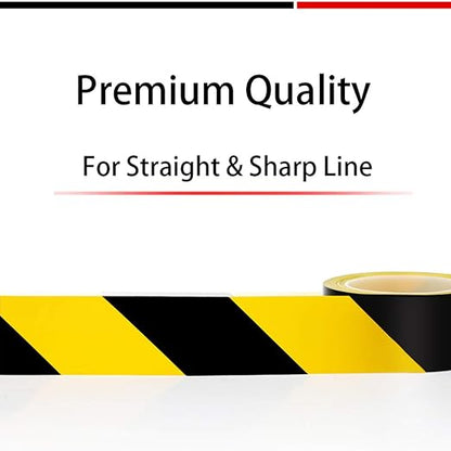 APT Premium Durable Black & Yellow Striped Safety Marking Tape (2 Rolls of 2" x 99Ft (33 Yds)) Hazard Caution& Warning, Social Distancing, Warehouse & Gym Floor