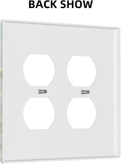 Outlet Covers Beach Ocean Lighthouse Seashells 2 Gang Double Duplex Decorative Light Switch Covers Electrical Wallplates Socket Faceplate For Bed Room Living Room Decor
