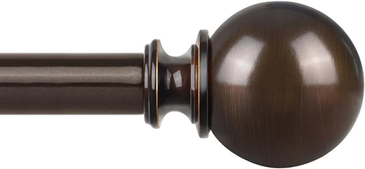 KAMANINA Bronze Curtain Rods for Windows 72 to 144 Inches, Long Curtain Rod 32 to 144 Inches (2.6-12ft), 7/8 Inch Decorative Drapery Rod with Round Finials
