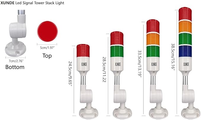Multi-Layer Industrial Signal Lights 4 Colors Alarm, Sound and Light Alarms, 24V DC (4-Layer)