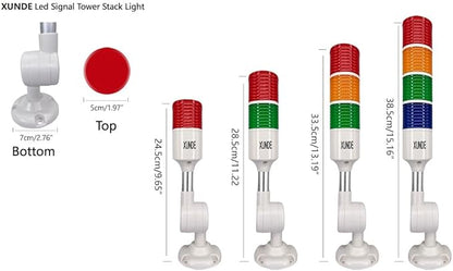 LED Warning Lights XUNDE Multi-Layer Industrial Signal Light 3 Colors Alarm Lamp Machine Equipment Indicator Lights, Sound and Light Alarms, 24V DC (3-Layer)