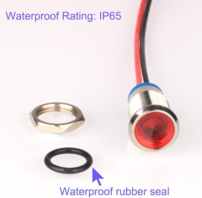 5pcs 10mm AC/DC 12-24V LED Metal Indicator Light Waterproof Signal Lamp Pilot Dash Directional Car Truck Boat with Wire