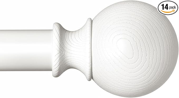 BRIOFOX White Curtain Rods for Windows 48 to 84 Inch(4-7.33ft) - 1'' Diameter Heavy Duty Curtain Rods with Imitation Wood Grain Pattern Finials,Adjustable Decorative Curtain Rods Sets,28-88''