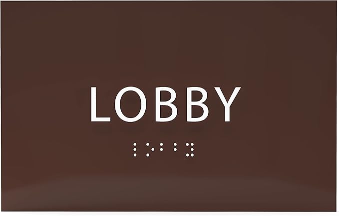 6" X4" Lobby Sign - Tactile Graphics Grade 2 Braille Text Reception Area Sign| Utility ADA Compliant Wall Mount Plastic Signs For Hospital, Offices, Businesses & Apartments