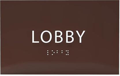 6" X4" Lobby Sign - Tactile Graphics Grade 2 Braille Text Reception Area Sign| Utility ADA Compliant Wall Mount Plastic Signs For Hospital, Offices, Businesses & Apartments