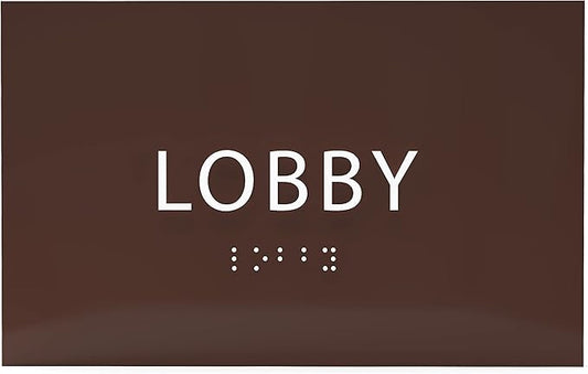 6" X4" Lobby Sign - Tactile Graphics Grade 2 Braille Text Reception Area Sign| Utility ADA Compliant Wall Mount Plastic Signs For Hospital, Offices, Businesses & Apartments