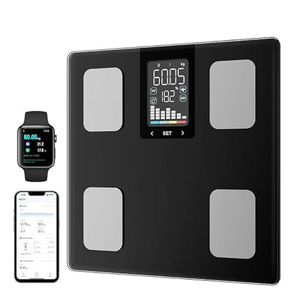 Smart Scale for Body Weight, Digital Bathroom Scale for Weight Fat BMI Muscle Mass Body Composition Analyzer, Larger Platform, Bluetooth Highly Accurate Weighing Machine 400lb (Black 2408)