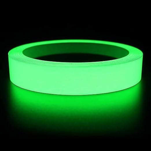 Glow in The Dark Tape 0.5Inch x 50FT - High Visibility Reflective Tape, Waterproof Adhesive Glow Tape for Stairs, Steps, Halloween DIY, Bikes, Cars, Safety Signs