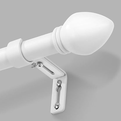 Curtain Rods for Windows 16 to 120 inches, Curtain Rod Max Adjustable Length to 132 in, Drapery Rod 1 inch Diameter with Bracket (White, 16" to 120" - Set of 1)