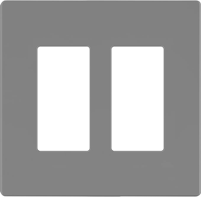 LIDER Matte Finish Decorator Switch Cover, Screwless Wall Plate, Mid-Size 2-Gang 4.88" x 4.92", Unbreakable Polycarbonate Thermoplastic, UL Listed, LSWP-32M-GY, Gray