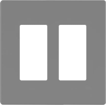 LIDER Matte Finish Decorator Switch Cover, Screwless Wall Plate, Mid-Size 2-Gang 4.88" x 4.92", Unbreakable Polycarbonate Thermoplastic, UL Listed, LSWP-32M-GY, Gray