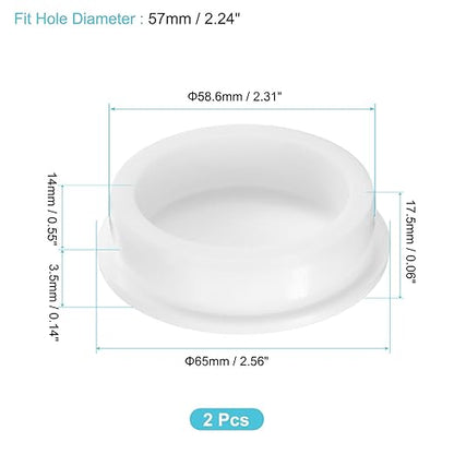 uxcell 2Pcs Silicone Hole Plug, Waterproof Round Rubber Stoppers Bottle Seal Plugs Tube Pipe End Caps for 57mm/2.24" Hole for Bathtub Bottle, White