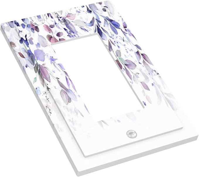 Purple Eucalyptus Watercolor Floral Rustic Leaf Decorative Outlet Covers 1 Gang Single Rocker Light Switch Cover Plate Wall Plates GFCI Faceplate for Farmhouse Home Decor