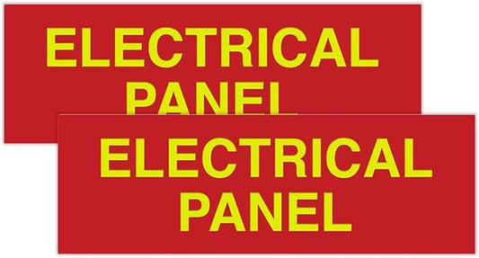 All Quality Basic Electrical Panel Sign - Fire Regulation Safety Compliance Sign - Red/Yellow - Large (2 Pack)