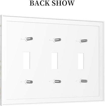 Decorative Switch Plates Marbling Style White Background Gold Gray Stripes 3 Gang Wall Plate Triple Toggle Light Switch Cover Faceplate Electrical Wall Panels For Bathroom Kitchen Decor