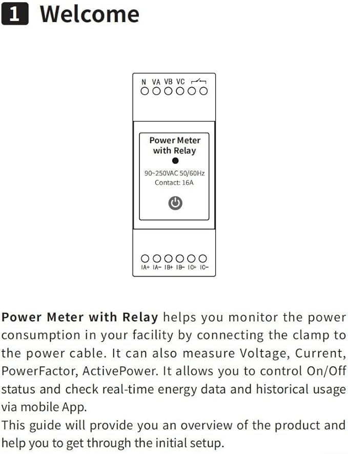 Smart 3‑Phase Din Rail Energy Meter With Clamps,Voltage And Current Monitor For Tuya App Control,Solar Power Consumption And Production Tracking,Overload Protection(80A)