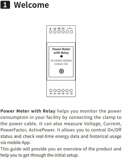 Smart 3‑Phase Din Rail Energy Meter With Clamps,Voltage And Current Monitor For Tuya App Control,Solar Power Consumption And Production Tracking,Overload Protection(80A)
