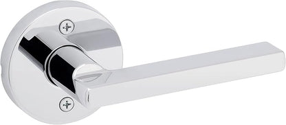 Kwikset Halifax Dummy Door Handle, Single Sided Round Lever for Closets, French Double Doors, and Pantry, Polished Chrome Non-Turning Reversible Interior Push/Pull Lever, with Microban Protection