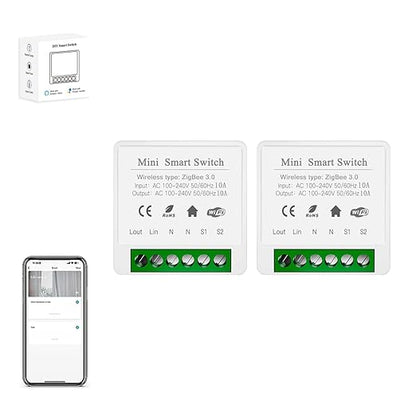ZigBee3.0 Smart Switch Mini Relay Switch, ZigBee Smart Light Switch Need Zigbee Hub Work with Tuya Smart Life APP Smart Button Scene Remote for Tuya Smart Home Devices (2)