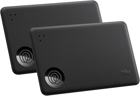 Tile by Life360 Slim - Wallet Finder, Bluetooth Tracker and Item Locator for Luggage Tags, Passports and More. Both iOS and Android Compatible. Phone Finder. 2-Pack (Black)