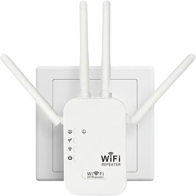 WiFi Range Extender Up to 12000 Sq.Ft Coverage, Dual Band 1200Mbps with 4 High-Gain Antennas, 3-in-1 Mode with Ethernet Port, Easy Setup
