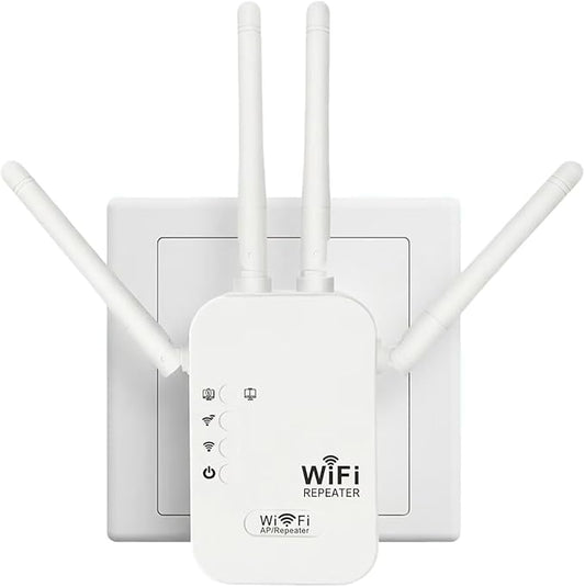 WiFi Range Extender Up to 12000 Sq.Ft Coverage, Dual Band 1200Mbps with 4 High-Gain Antennas, 3-in-1 Mode with Ethernet Port, Easy Setup