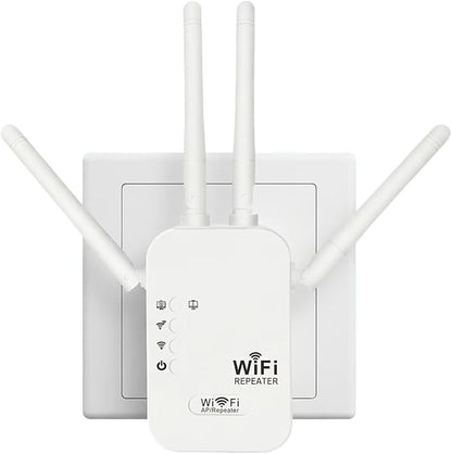 WiFi Range Extender Up to 12000 Sq.Ft Coverage, Up to 300Mbps with 4 High-Gain Antennas, 3-in-1 Mode with Ethernet Port, Easy Setup