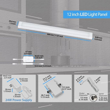 EShine 4 Pack 12 inch White Smart Dimmable LED Under Cabinet Lighting Kit Compatible with Alexa, Google - Cool White (6000K)