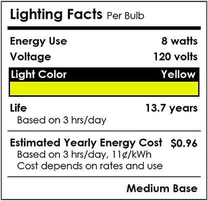 Sunlite 40238 LED PAR30 Short Neck Colored Recessed Bug Light Bulb, 8 watt (75w Equivalent), Medium (E26) Base, Floodlight, ETL Listed, Yellow, 3 Count