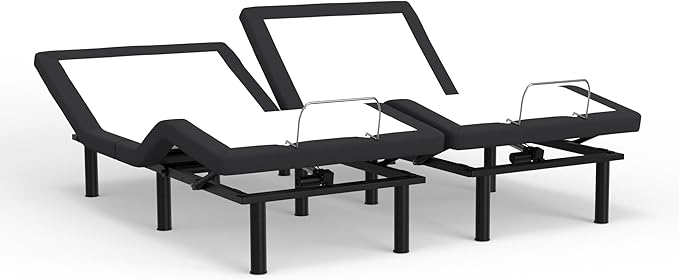 Blissful Nights e4 Split Top Flex Top King Adjustable Bed Base Frame, Massage, Anti-Snore, USB, Nightlight, Wireless Remote Head & Foot Incline, and 10-Year Warranty