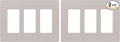 Lutron Claro 3 Gang Decorator/Rocker Wallplate, Satin, Taupe (2-Pack) | SC-3-TP