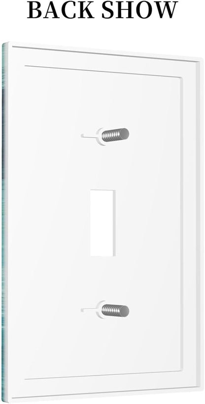 Decorative Light Switch Cover Teal Blue Modern Geometric Abstract Turquoise Green 1 Gang Single Toggle Device Electrical Faceplate Switchplates Decorator Outlet Wall Plate for living Room Bedroom