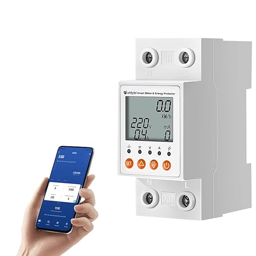 eMylo Single-Phase Smart Energy Meter 63A 80-400V - Circuit Breaker & Leakage Protection, 2.4G WiFi Electricity Monitor with Tuya APP Remote Control for Home, Apartment, Factory
