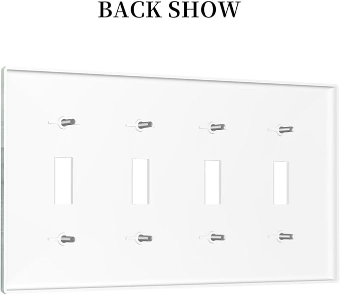 Light Switch Covers Simple Green Marble Quad Toggle Electrical Faceplate 4 Gang Wall Plate Decorative Switch Plates for living Room Office Decor