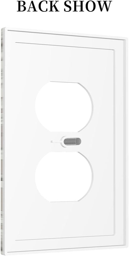 White Poppies Floral Modern Grey Peonies Flowers Outlet Covers 1 Gang Duplex Light Switch Cover Wall Plate Decorative Switch Plates Electrical Receptacle Faceplate for Bedroom Bathroom