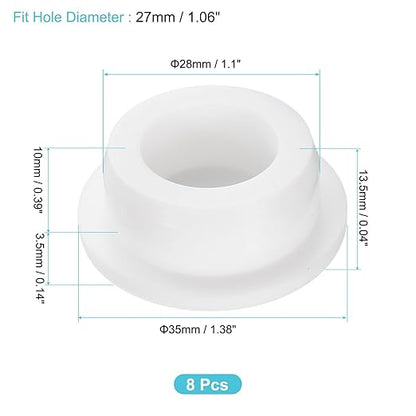 uxcell 8Pcs Silicone Hole Plug, Waterproof Round Rubber Stoppers Bottle Seal Plugs Tube Pipe End Caps for 27mm/1.06" Hole for Bathtub Bottle, White