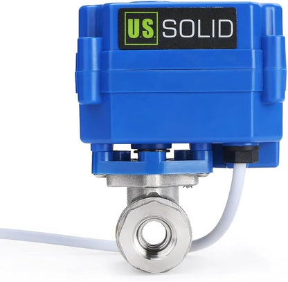 U.S. Solid Motorized Ball Valve- 1/4" Stainless Steel Ball Valve with Full Port, 9-24V AC/DC and 2 Wire Auto Return Setup