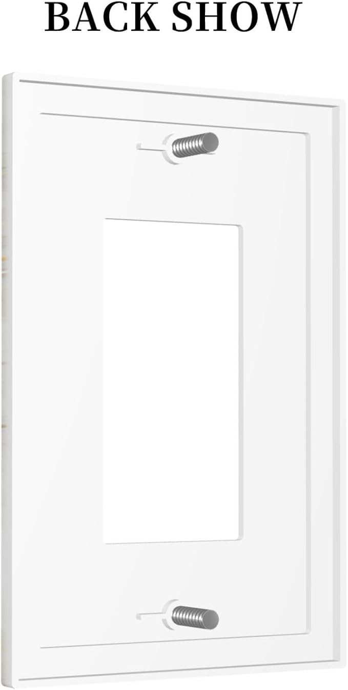 White Grey Gold Marble Simple Tiles Decorative Outlet Covers 1 Gang Single Rocker Light Switch Cover Plate Wall Plates GFCI Faceplate for Bathroom Kitchen Decor
