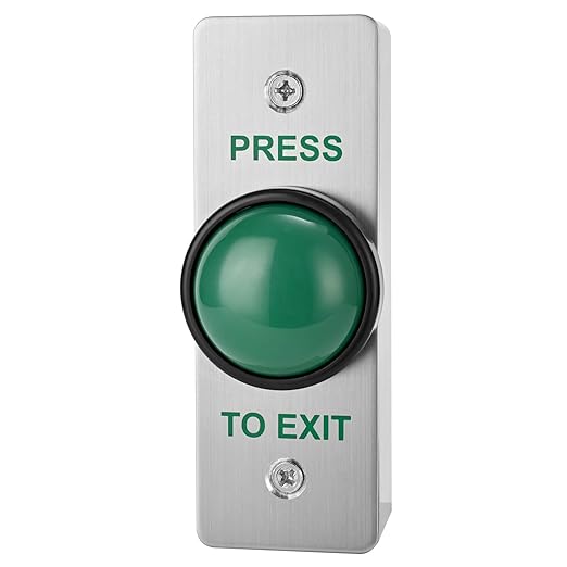 Push to Exit Button for Door Access Control Big Press Button IP68 Waterproof 304 Stainless Steel Shell with Back Mounted Box NO/COM Output