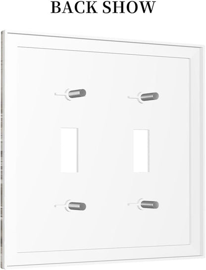 Decorative Switch Plates Vintage Rustic Floral White Daisy Flower Oil Painting Style 2 Gang Double Toggle Outlet Light Switch Cover Wall Plate Electrical Faceplate for Home Farmhouse Decor